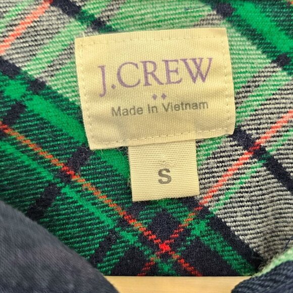 J Crew Womens S Half Zip Buffalo Plaid Popover Shirt Jacket Blue Green - Picture 4 of 11